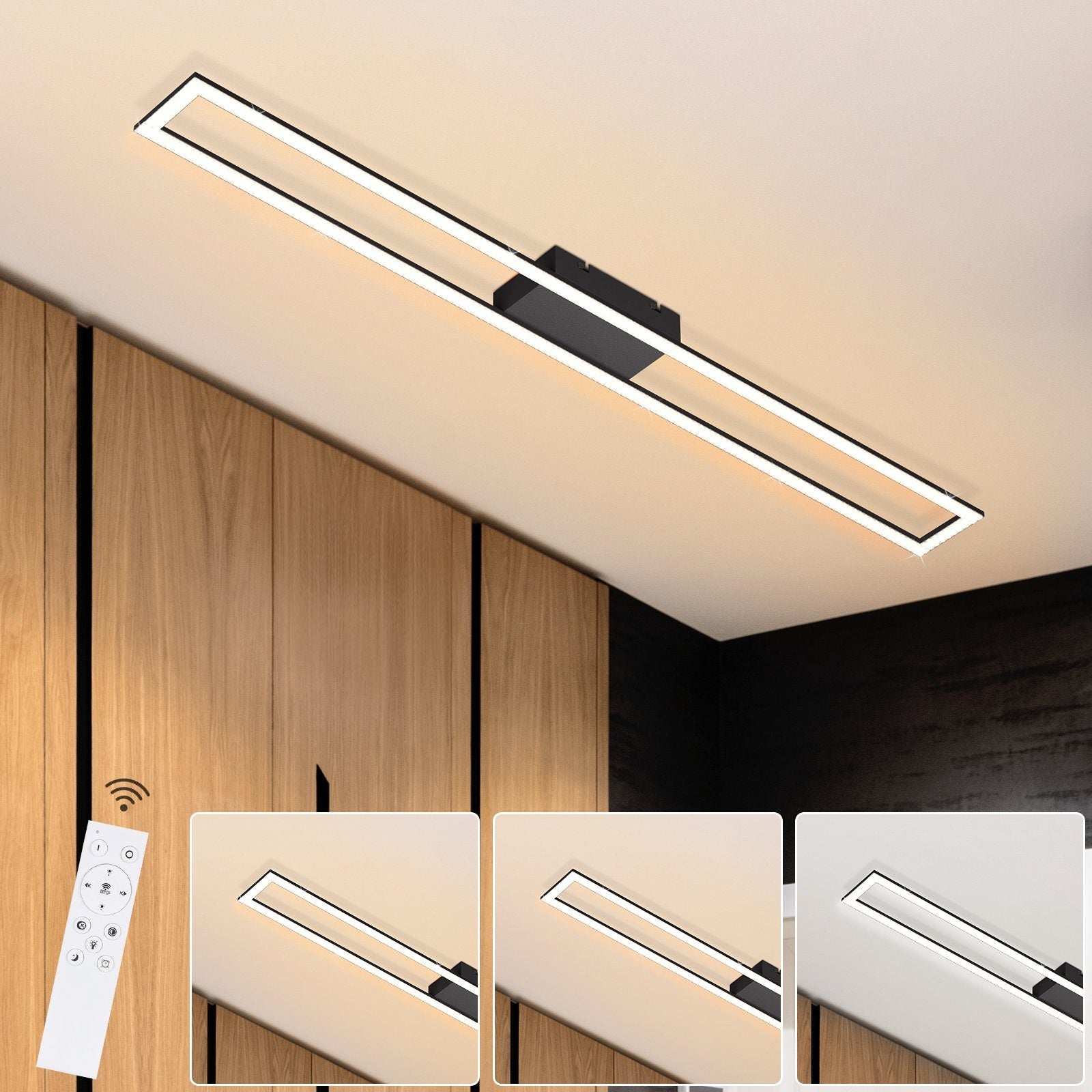ZMH Lampada da soffitto plafoniera moderna rettangolare cristallo LED 108cm dimmerabile 40W