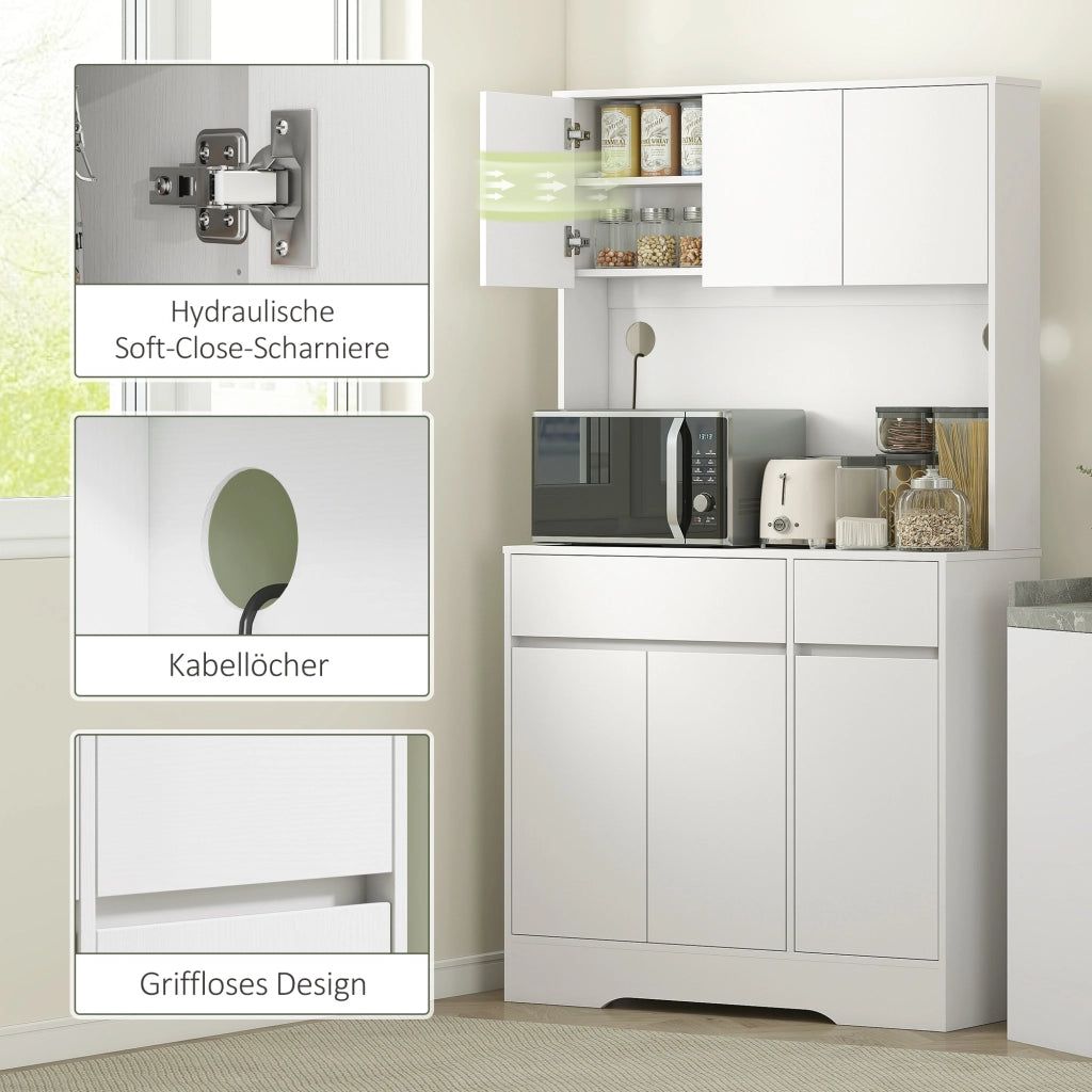 Mobile da cucina con piano di lavoro aperto ¨C Xylo ¨C 6 ante, 2 cassetti, ripiani regolabili, bianco