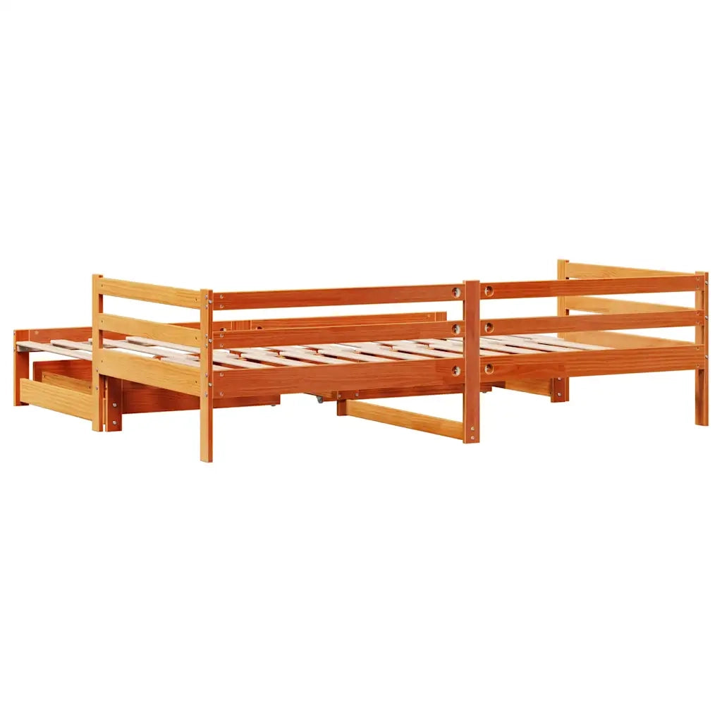 Dormeuse Letto Estraibile e Cassetti Marrone Cera 90x200cm Pino