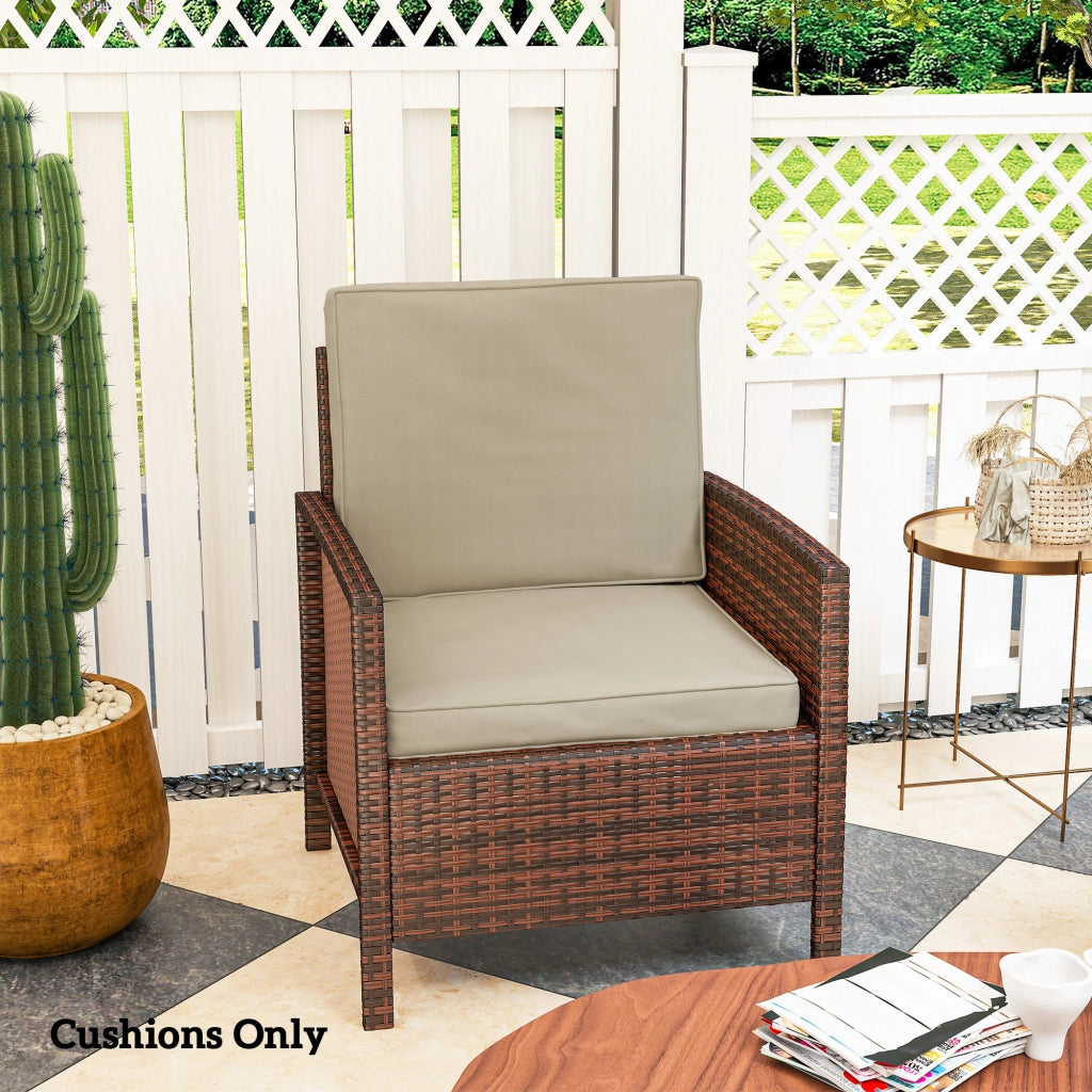 Cuscini per Poltrona da Giardino ¨C zephmum ¨C 56x52/56x46 cm, Kaki, Poliestere, Detersibili