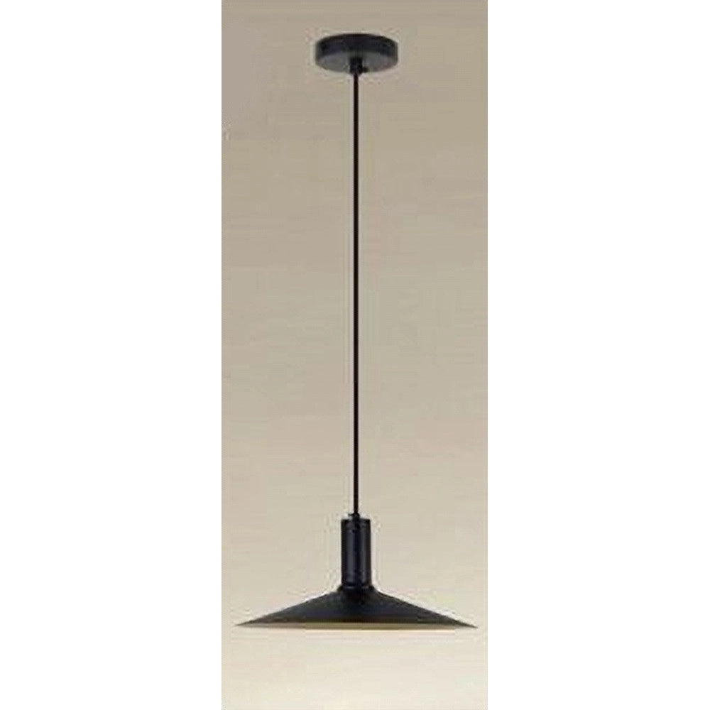 Trade Shop - Lampadario A Sospensione Moderno Con Paralume Conico In Ferro Nero Oro E27 33818 -