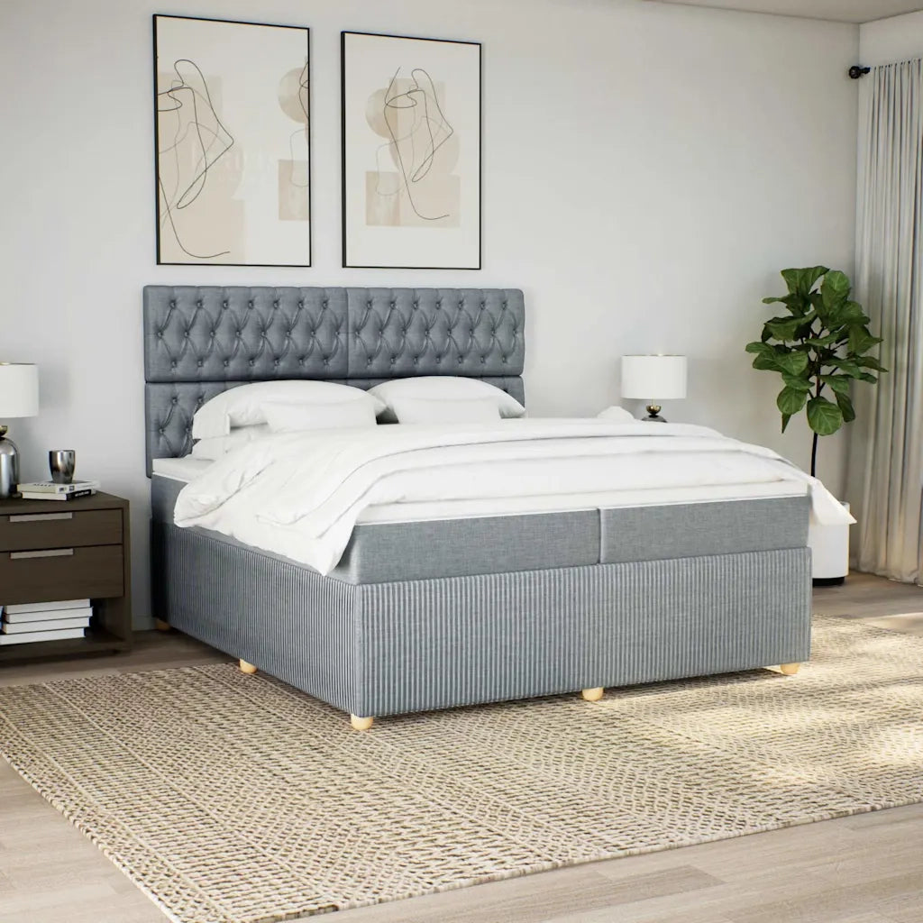 Giroletto a Molle con Materasso Grigio Chiaro 200x200cm Tessuto