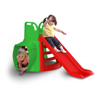 Scivolo per Bambini 180x180x98 cm con Tunnel in Plastica Rosso e Verde