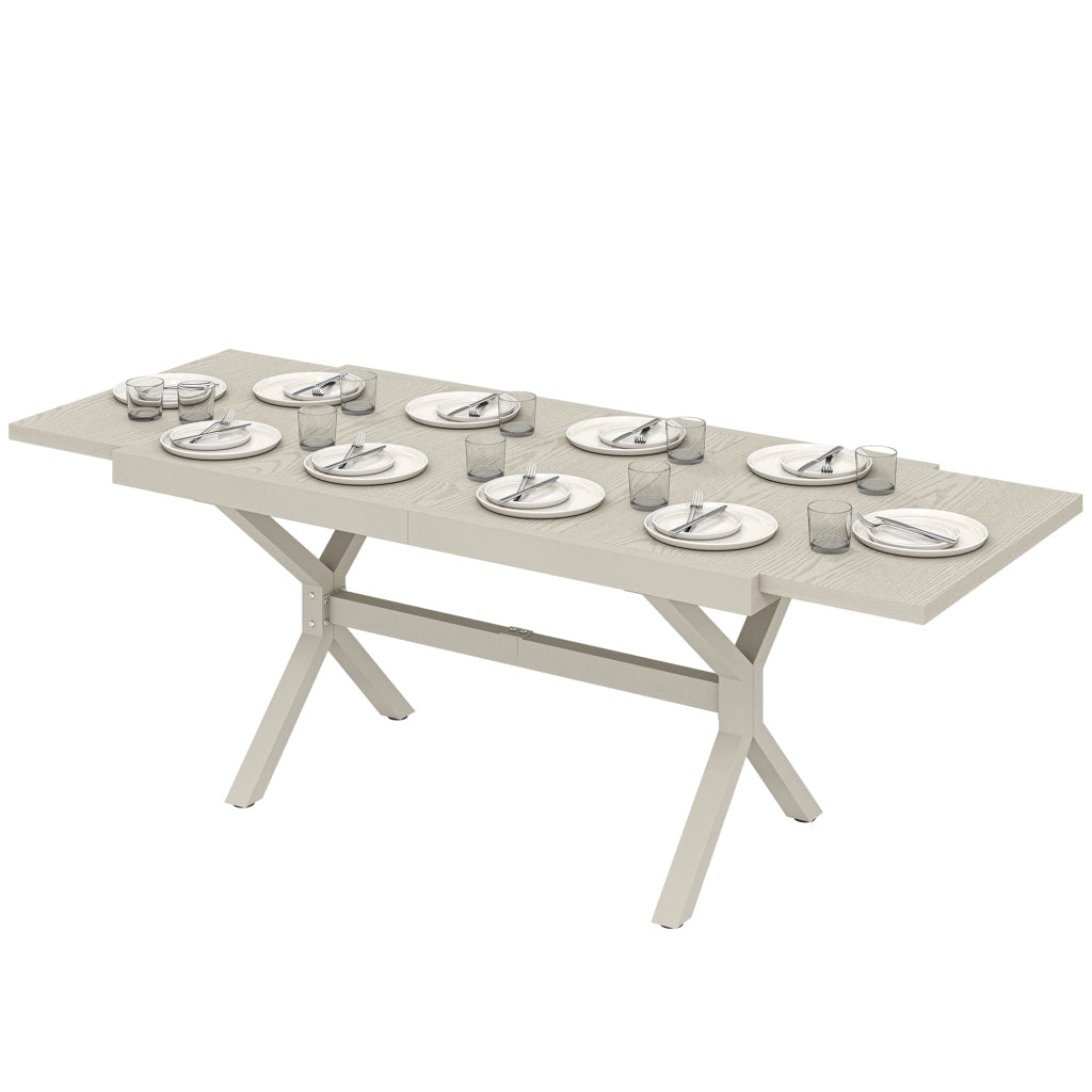 Tavolo da Giardino Allungabile per 8-10 Persone, in Alluminio e Acciaio, 154/214x85x73 cm, Grigio