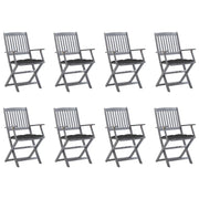 Sedie da Giardino Pieghevoli 8 pz con Cuscini Massello Acacia cod mxl 8538
