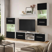 Five-piece Wall Unit TV Cabinet With LED Lighting Black