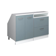 Mobile cucina sottotetto R-Line Grigio-blu/Bianco 120 cm Set di 2 carcasse armadio profondità 60 cm Vicco