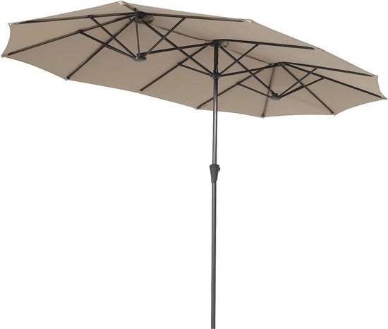 Parasole a doppia superficie 220 × 400 cm con sistema di manovra - Impermeabile al vento, stabile e protezione UV per Terrazza, Balcone e Giardino