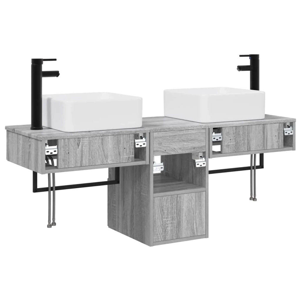 Set di mobili per il bagno 3 pz Sonoma grigio 3405603
