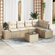 Set di divani da giardino in 6 pezzi con cuscini marroni in polyrattan