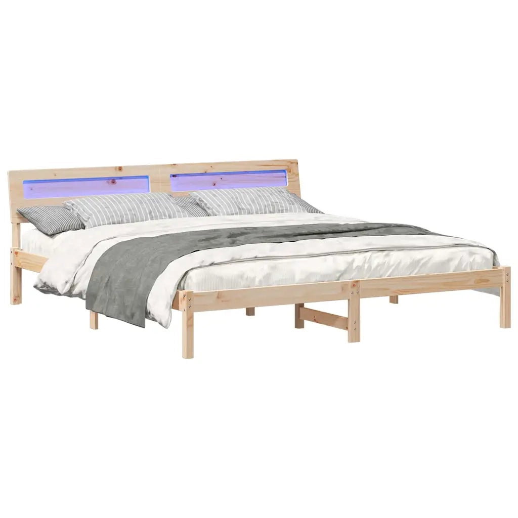 vidaXL Struttura del letto con luci a strisce a LED Marrone