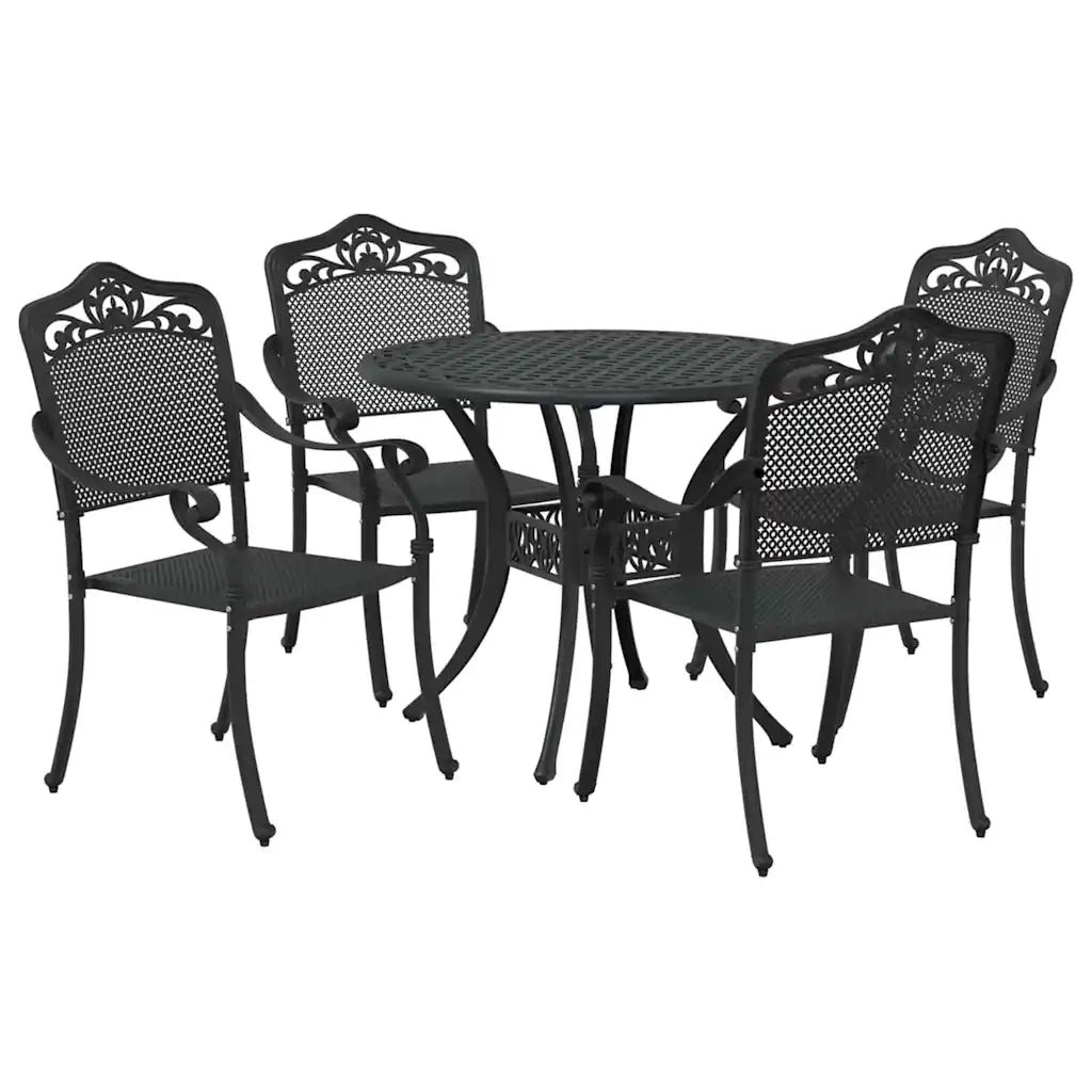 Set da Pranzo per Giardino 5 pcs Nero Alluminio 3334701
