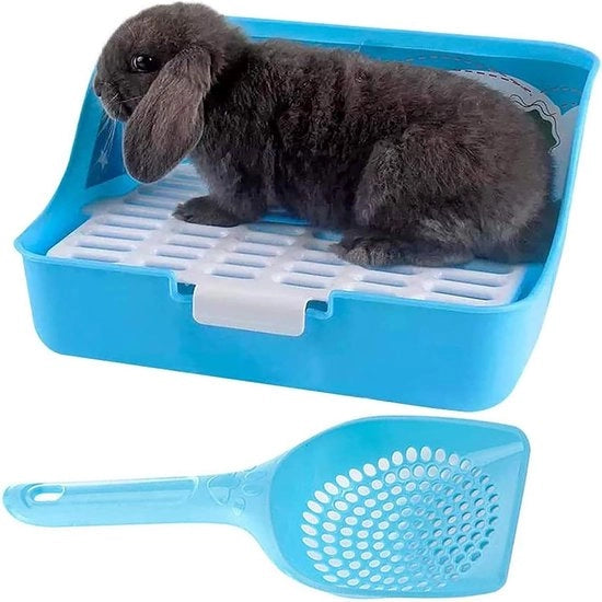Casa per conigli, gabbia per gatti, angolo toilet per piccoli animali, gabbia per conigli e gatti con cucchiaio per cavi e roditori adulti.