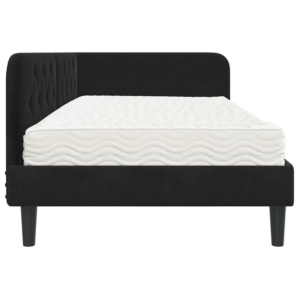 Cornice del letto ad angolo Nero 90 x 200 cm Velluto