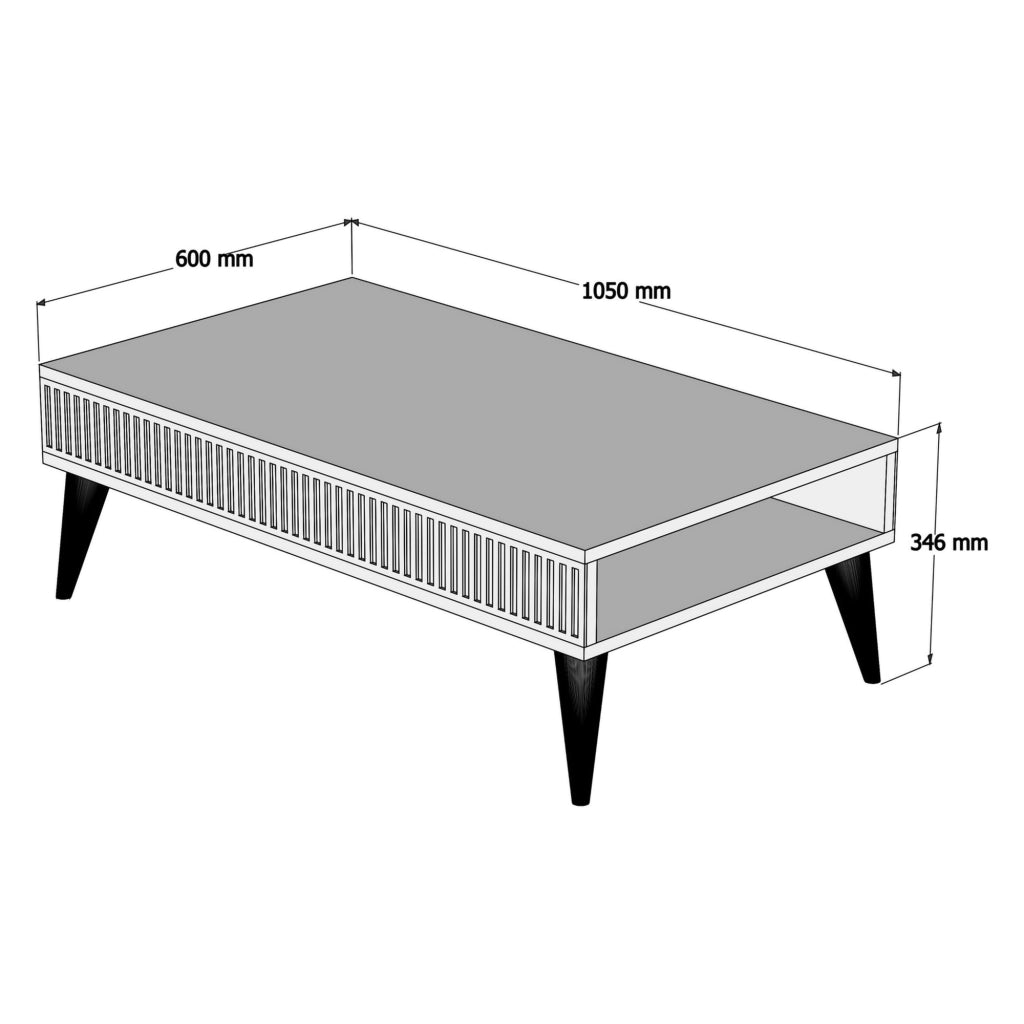 Sangiano, Tavolino da Salotto con Piedini, 105x60x35h cm Marrone Noce