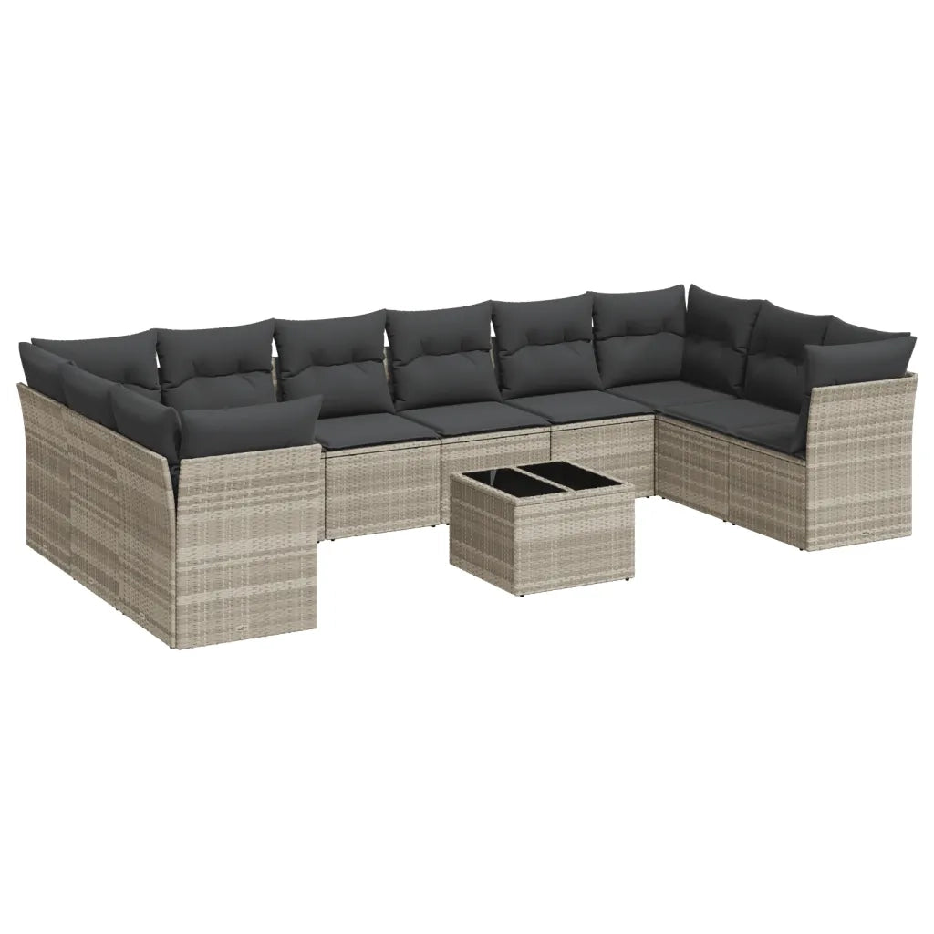 Set Divani da Giardino 11 pz con Cuscini in Polyrattan Grigio 3218212