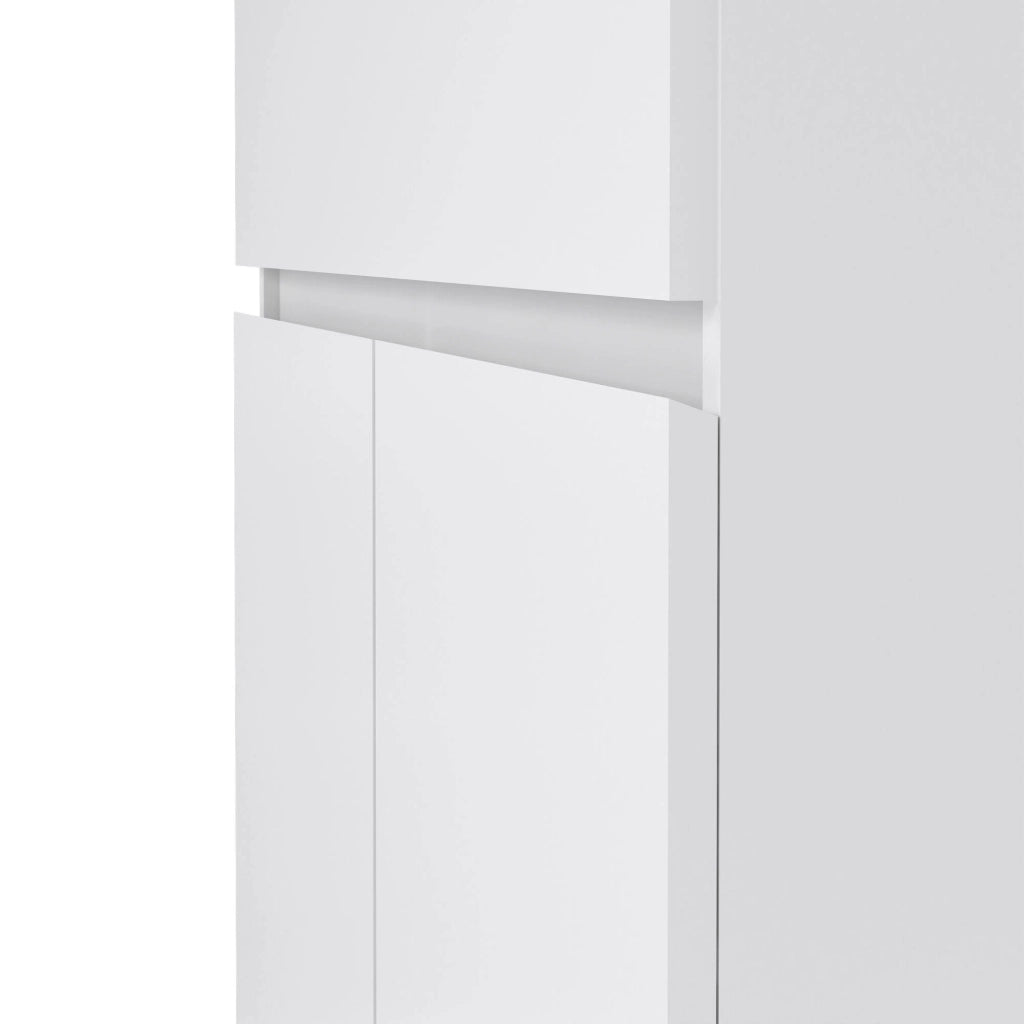 Credenza con ante e un Genziana, colore bianco lucido, cm 80 x 100 x 41