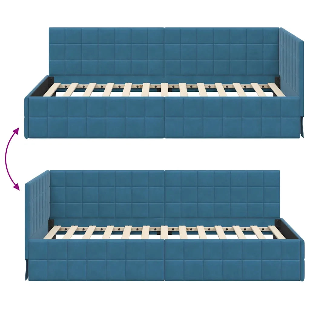 vidaXL Cornice del letto ad angolo Blu 90 x 190 cm Velluto