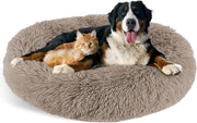 Letto per cani, donut, letto per animali domestici, letto per gatti, lavabile, rotondo, cuscino per cani, morbido letto per cani piccoli, medi e grandi, diametro 76 cm, beige