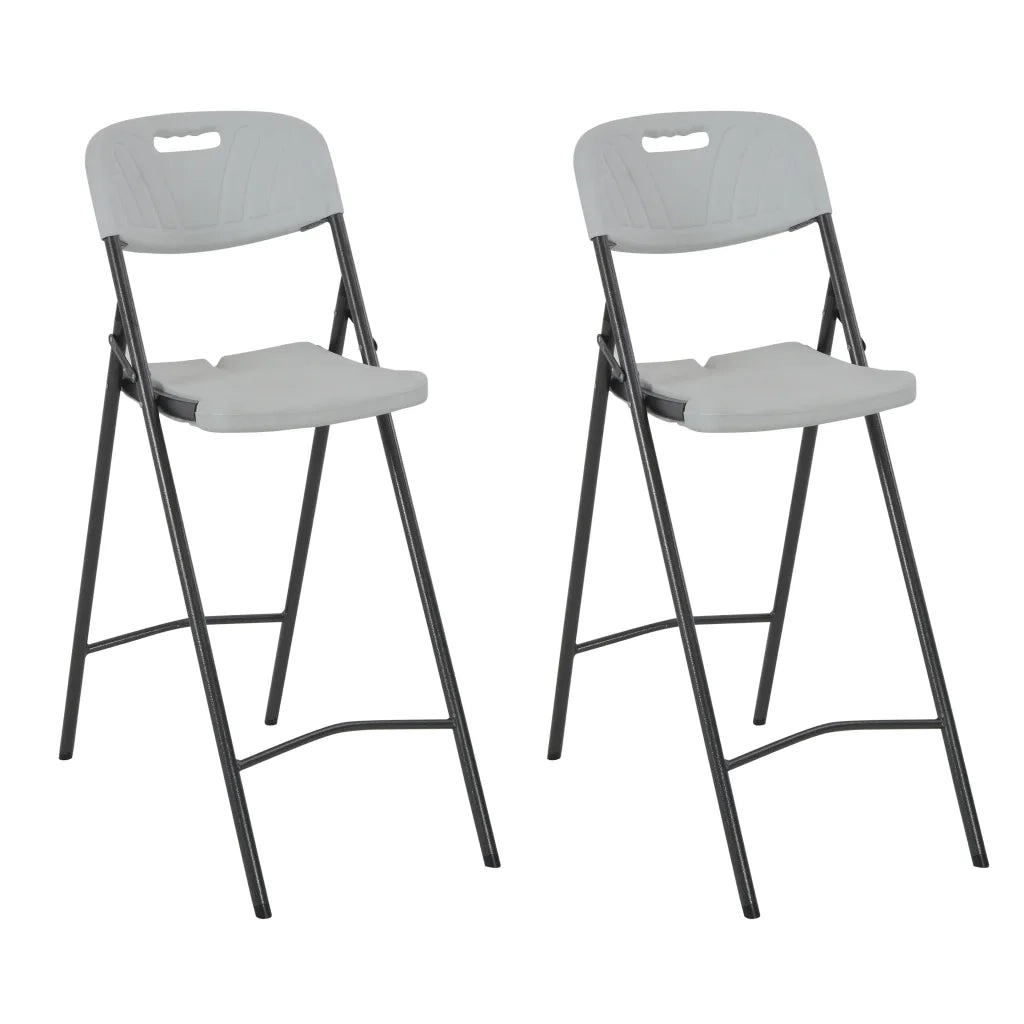 Sgabelli da Bar Pieghevoli 2 pz HDPE e Acciaio Bianco cod mxl 55273