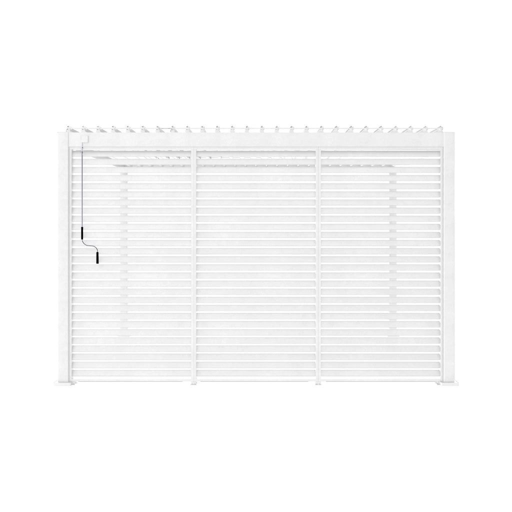 Pergola bioclimatica 3x4 in alluminio + 3 persiane da 1.3m, bianco
