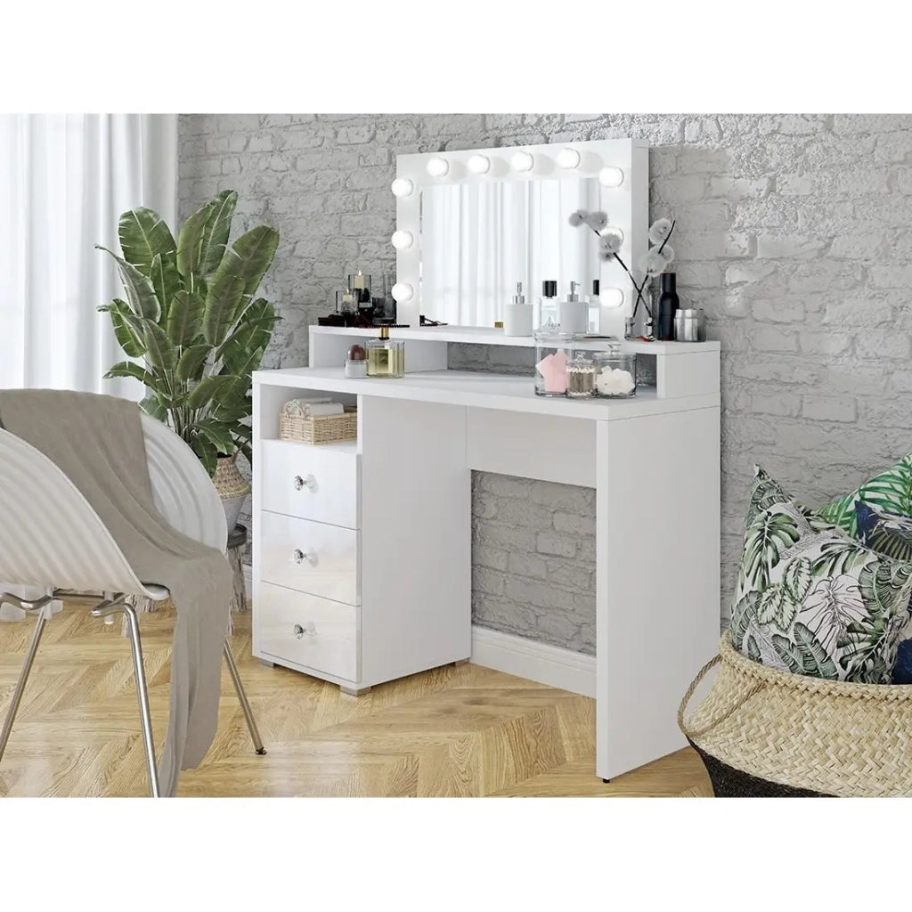 Toeletta design con illuminazione integrata collezione VERSAILLES colore bianco finiture lucide