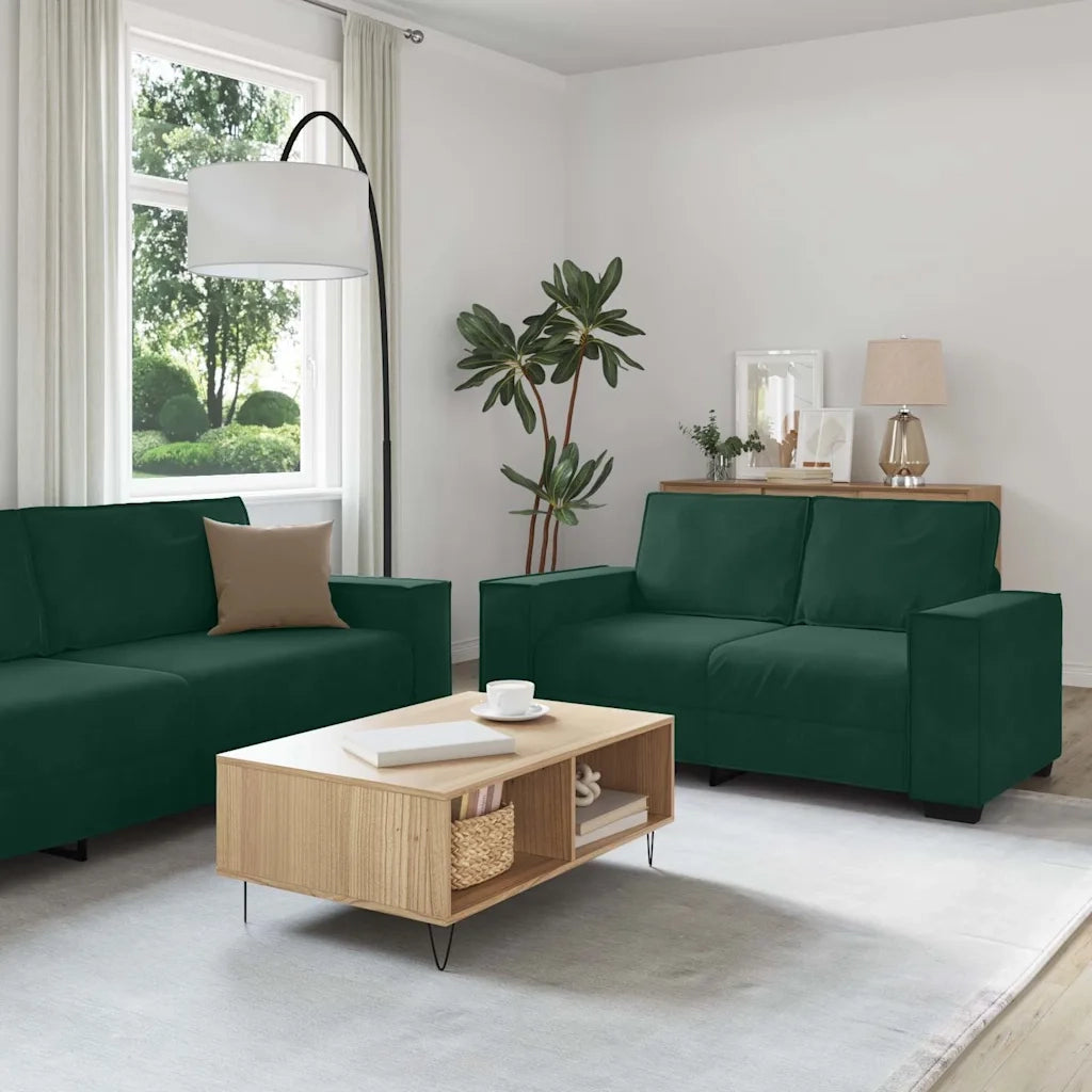 vidaXL Set di Divani 3 pz con Cuscini Verde scuro in Velluto