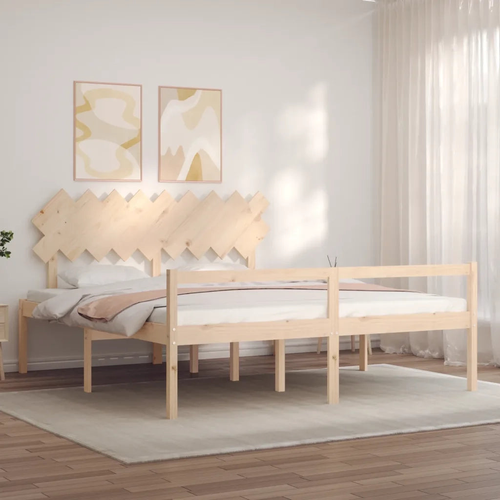 Letto per Anziani con Testiera Bianco Super King Legno Massello 3195561