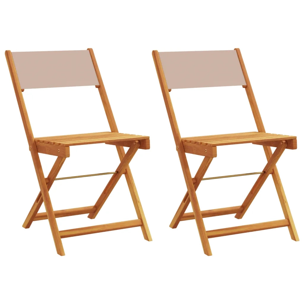 Sedie da Bistrò 2pz Tortora Legno Massello di Acacia e Tessuto 367683