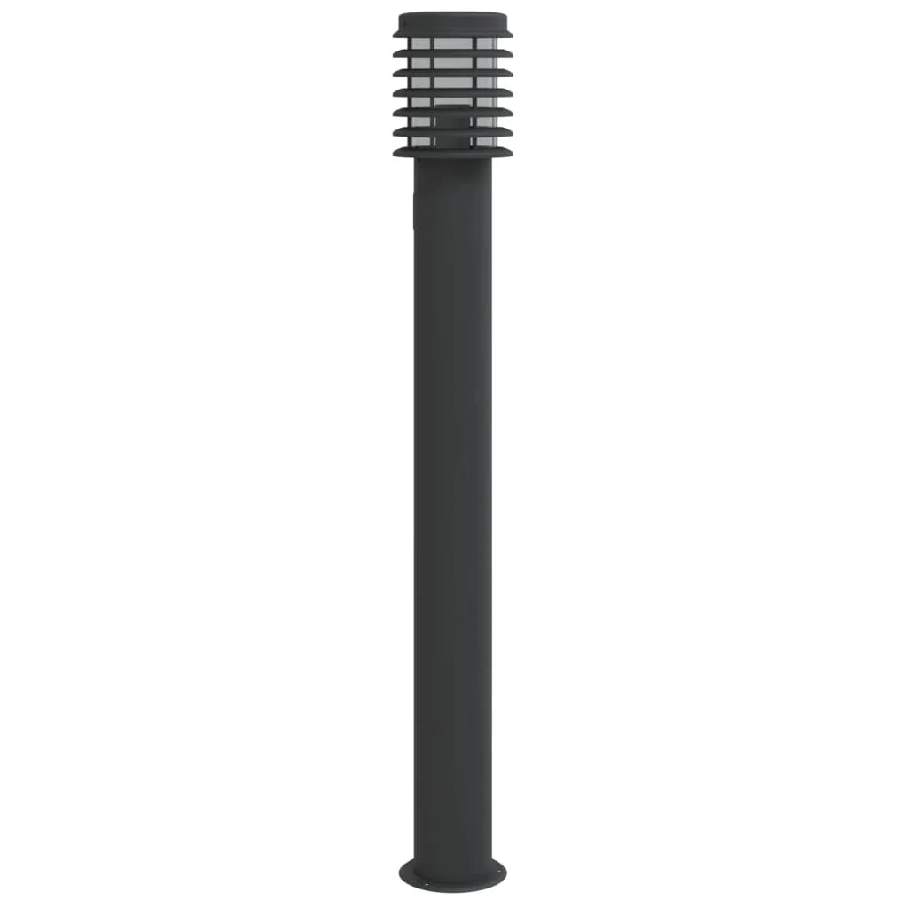 Lampade da terra per esterni con presa elettrica 3 pezzi acciaio inox nero 02_0042572