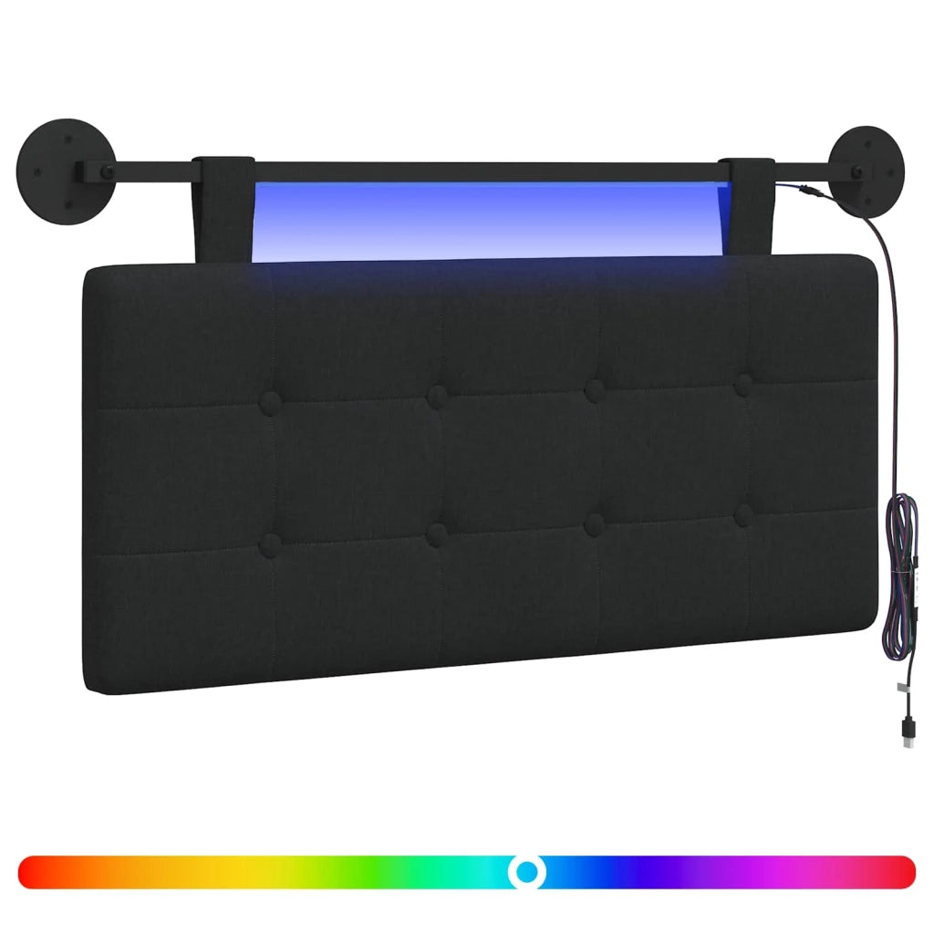 Testiera | Testata sospesa Con luce LED Nero Tessuto