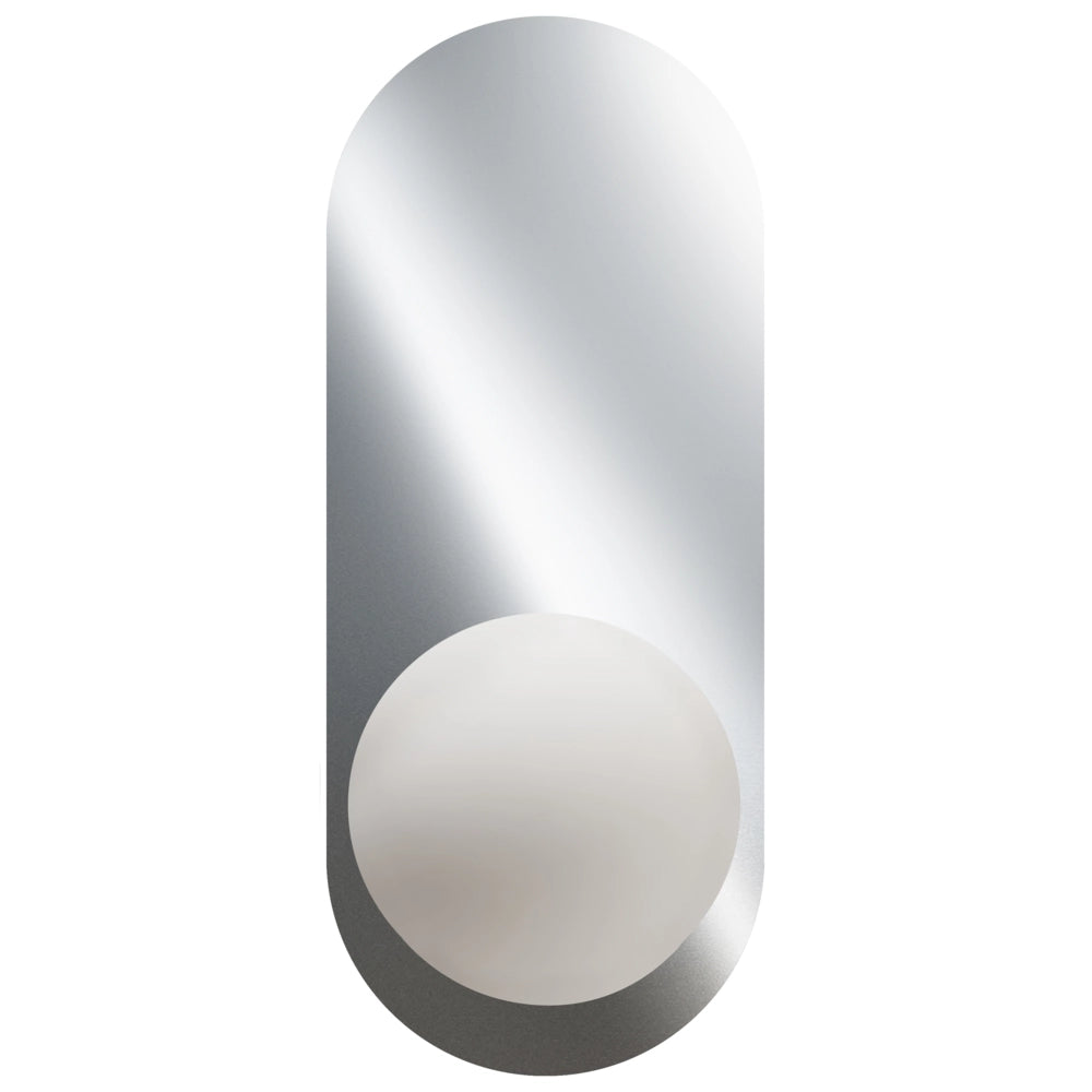 Set di 2 lampade da parete ovali con paralumi a globo in vetro argento stile retrò