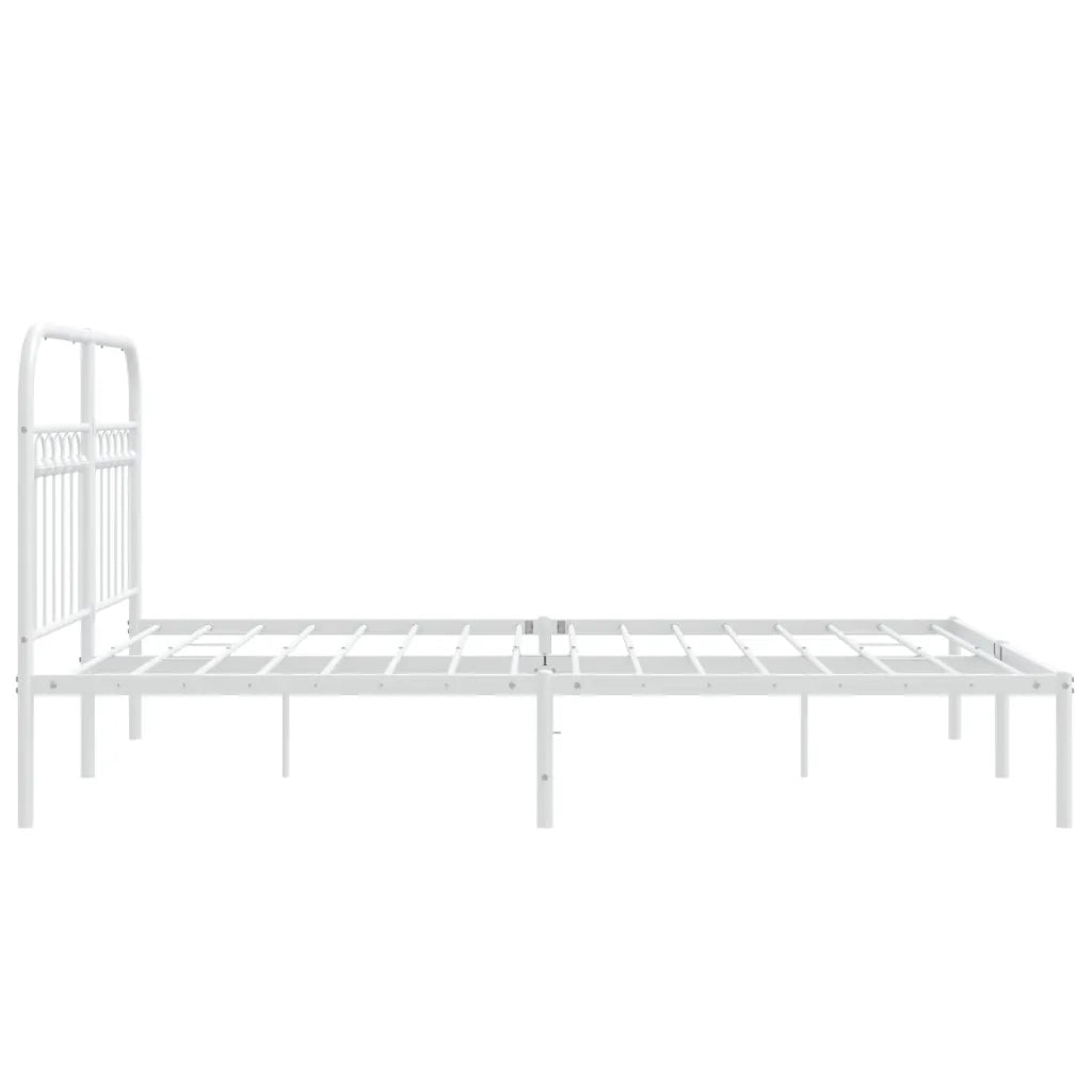 Giroletto con Testiera-Struttura Letto con testiera Metallo Bianco 140x190 cm 170834