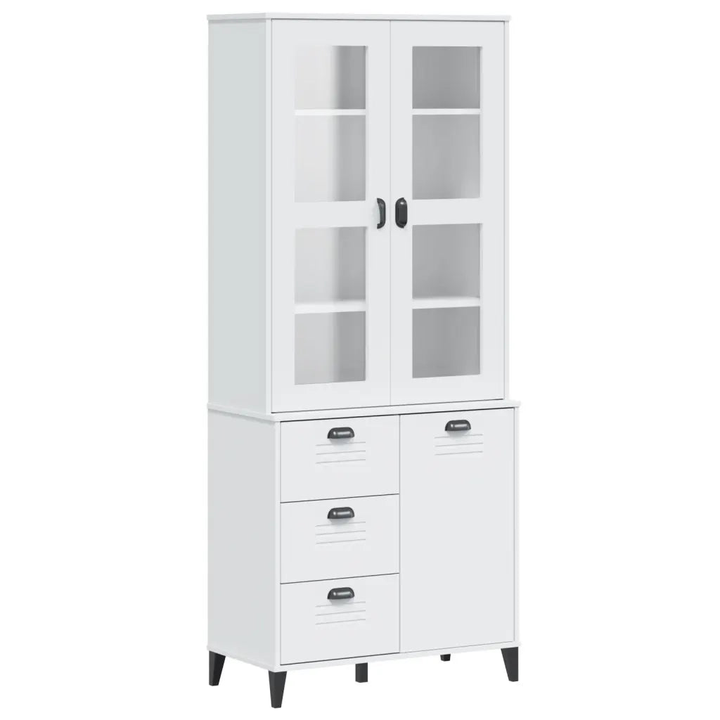 Credenza VIKEN Bianca 80x40x190 cm in Legno Massello di Pinocod mxl 92319