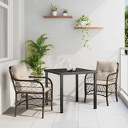 Set da Pranzo per Giardino con cuscino 3 pcs Marrone polyrattan 3380211