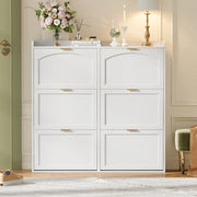Scarpiera chiusa con 6 ante a ribalta; 120x23x118 cm; MDF e truciolare; bianca