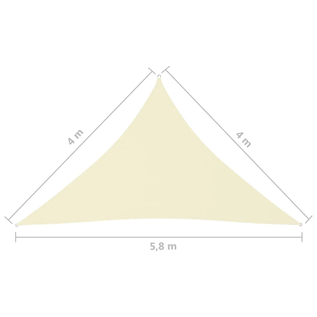 Vela ombreggiante triangolare in tessuto Oxford 4 x 4 x 5,8 m crema 02_0009877
