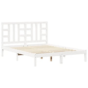 Letto matrimoniale | Letto per adulti | Giroletto Bianco in Legno Massello 150x200 cm King Size