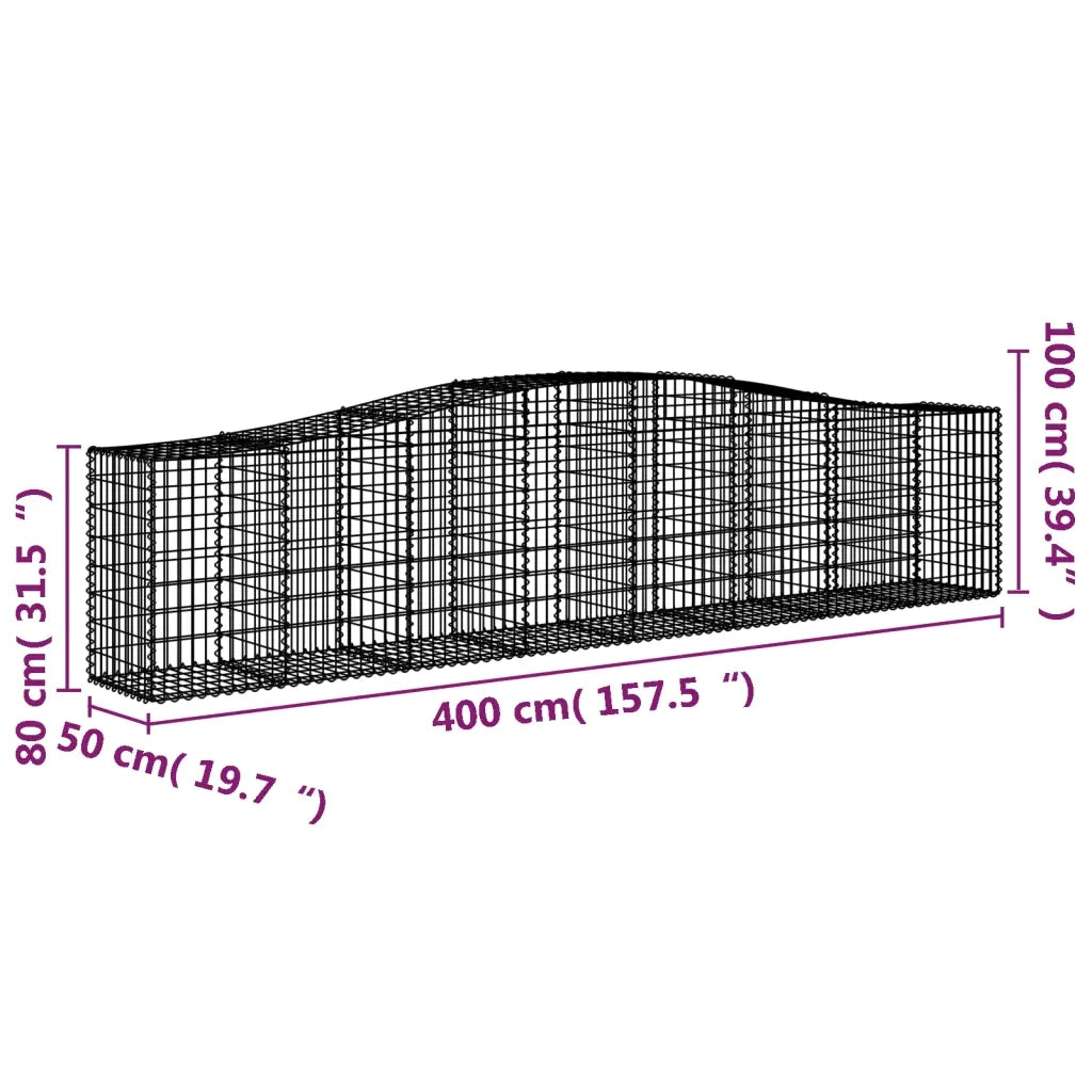 Cesti Gabbioni ad Arco 4 pz 400x50x80/100 cm Ferro Zincato 3145945