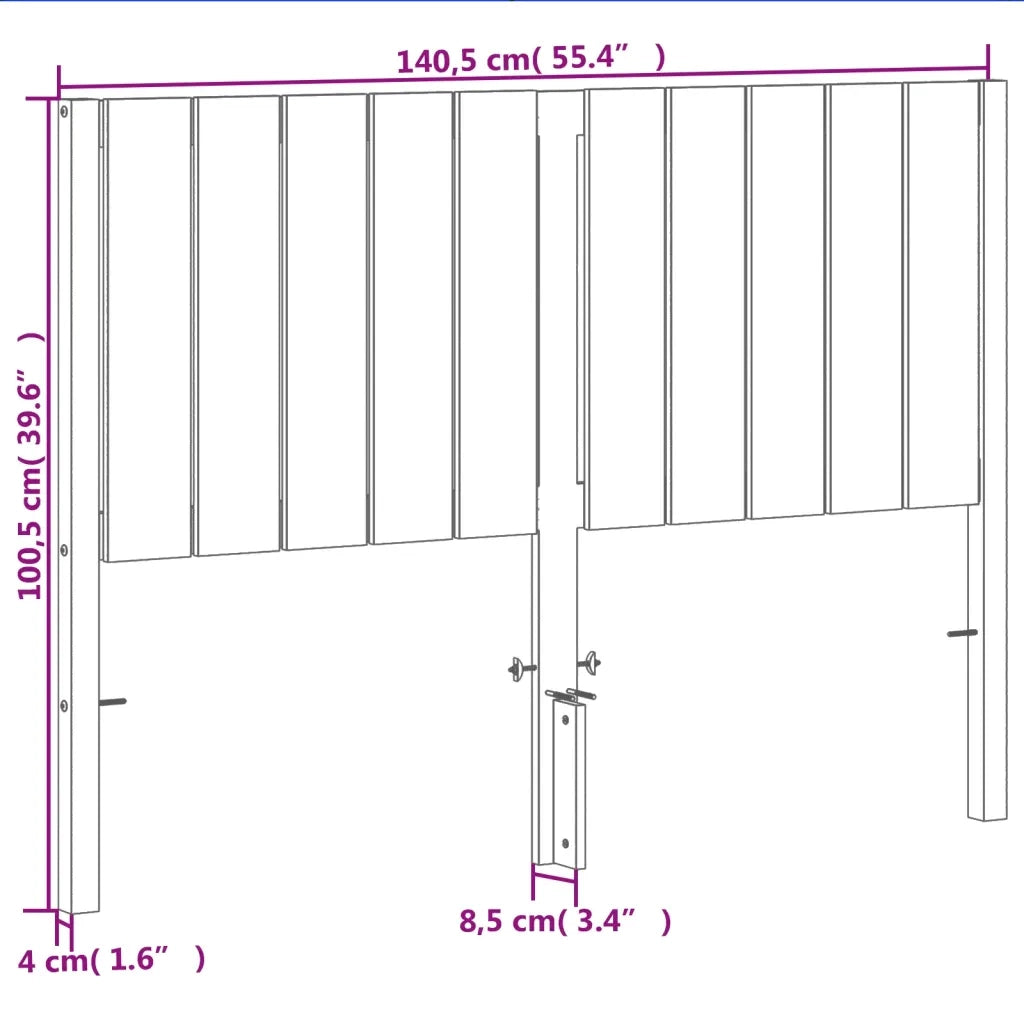 Testiera | Testata Marrone Cera 135 cm in Legno Massello di Pino