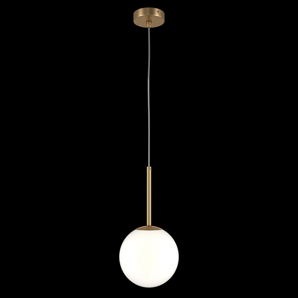 Lampadario Minimal Basic Form Medio In Metallo Oro 1 Luce E Diffusore Bianco