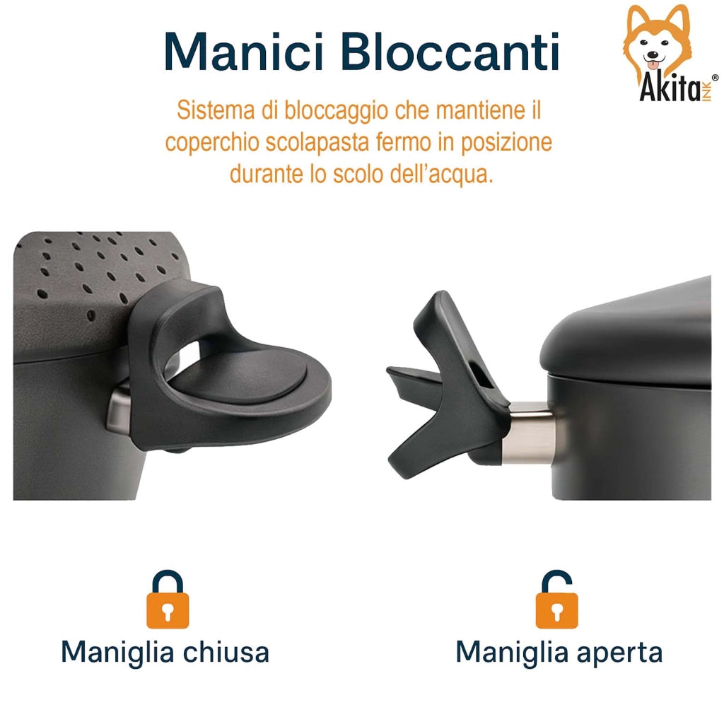 Akitaink Pentola Scoli 22cm 5L Scolapasta