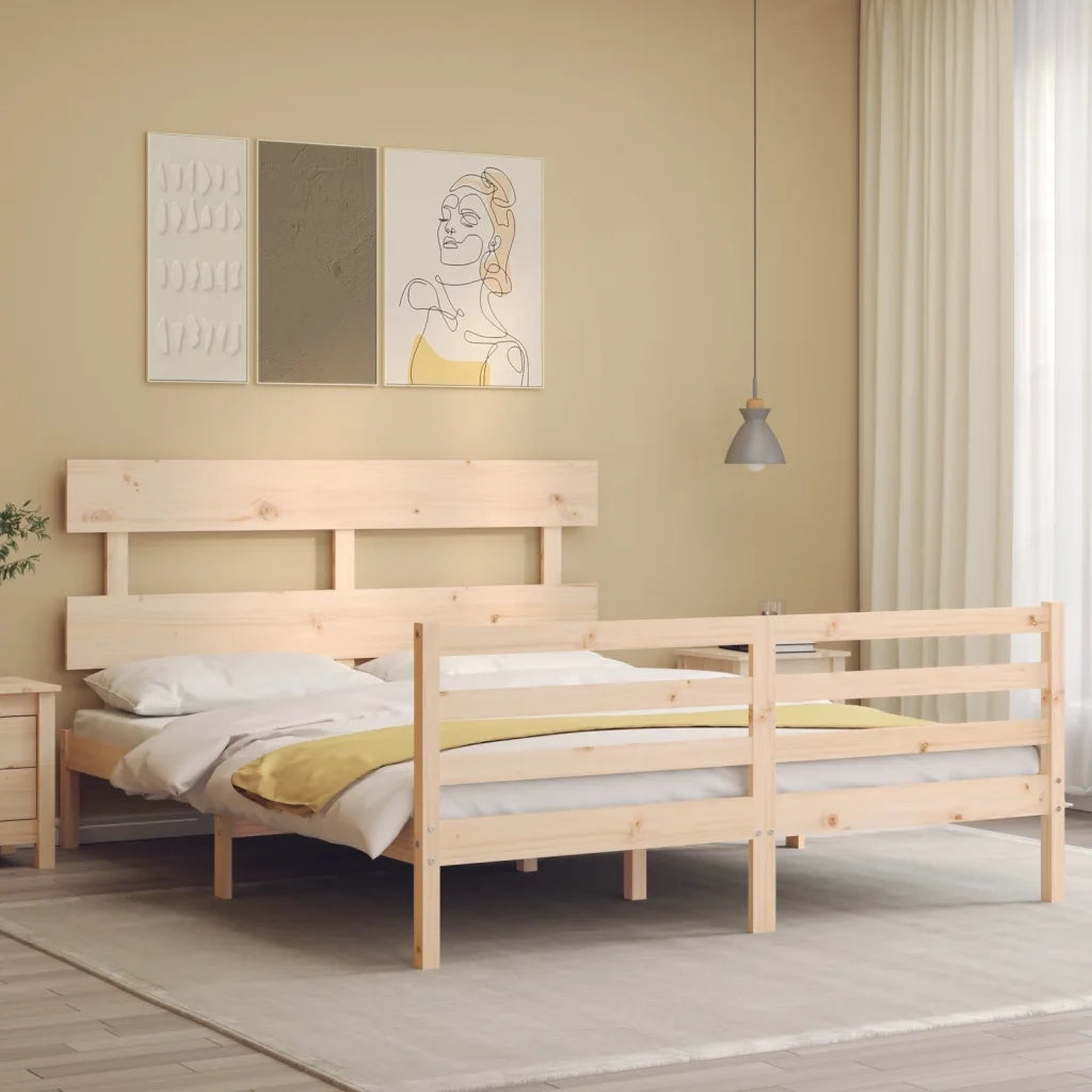 Giroletto con Testiera-Struttura Letto con testiera 160x200 cm in Legno Massello 538965