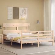 Giroletto con Testiera-Struttura Letto con testiera 160x200 cm in Legno Massello 538965