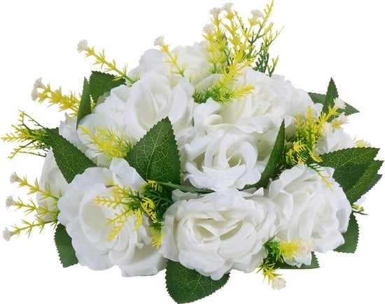 Fiori Artificiali, 24 cm di diametro, Disposizione di Fiori Finti, 10 pezzi, per Centerpieces di Matrimonio e Decorazioni di Tavolo da Cucina, Bianchi