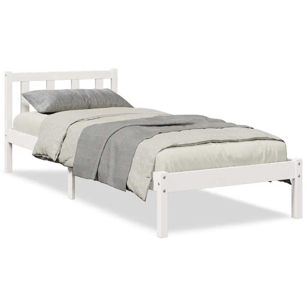 Letto Extra Lungo senza Materasso Bianco 100x210 cm in Pino 852433