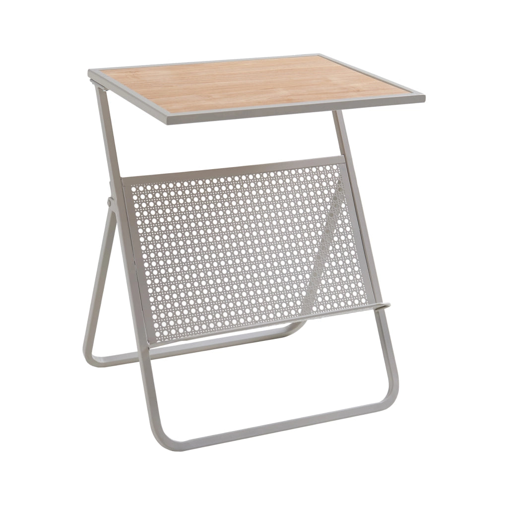 Tavolino Jäller con Portariviste Integrato 48 x 40 x 30 cm Beige / Effetto Rovere [en.casa]