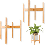Plantenstandaarde in legno per interni - Vaso per piante in stile Mid-Century moderno - Plantenrek in legno di bambù - Piantine fino a 33 cm - Set da 2 pezzi