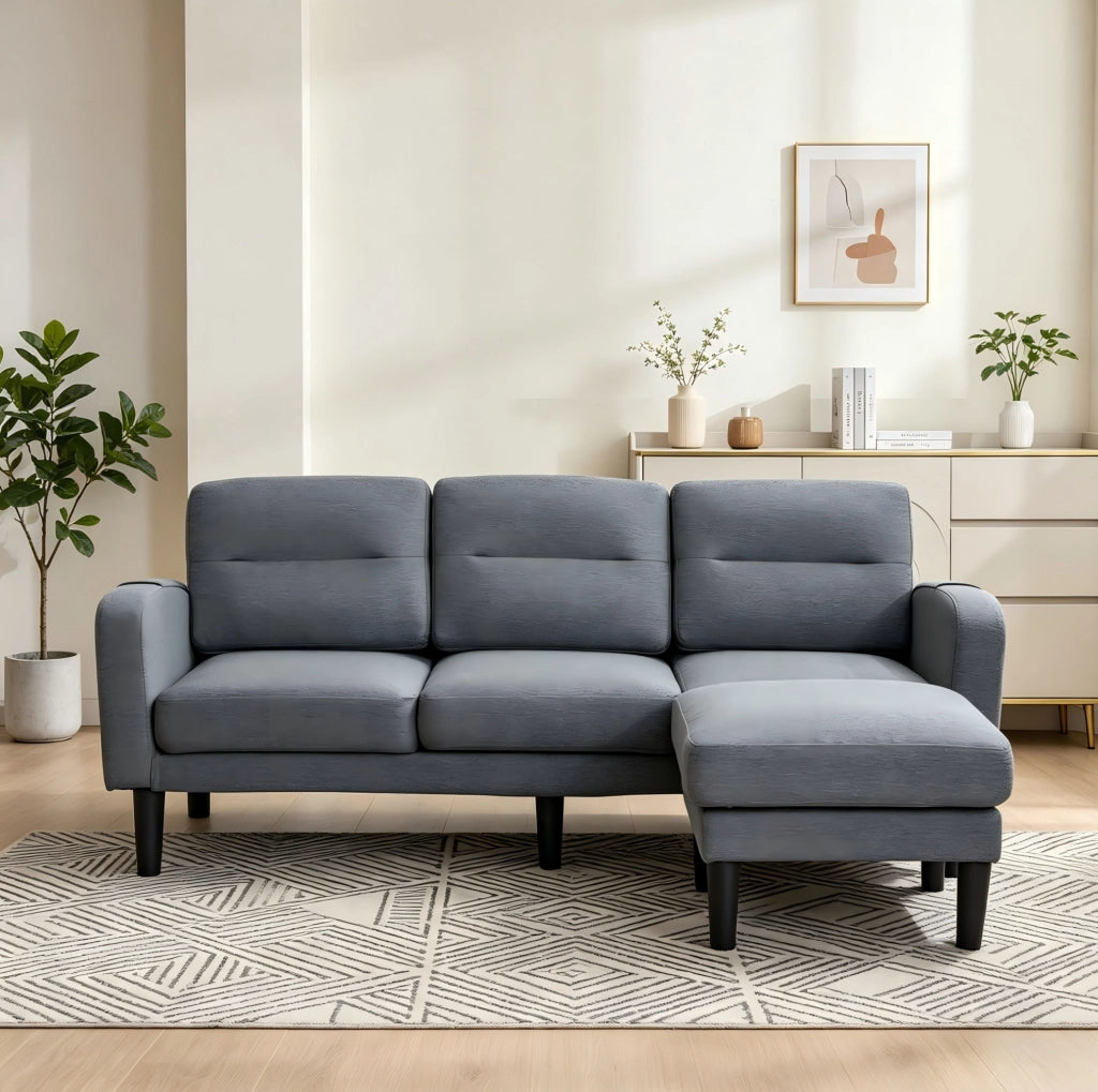 Divano angolare modulare L con chaise longue e tasche laterali