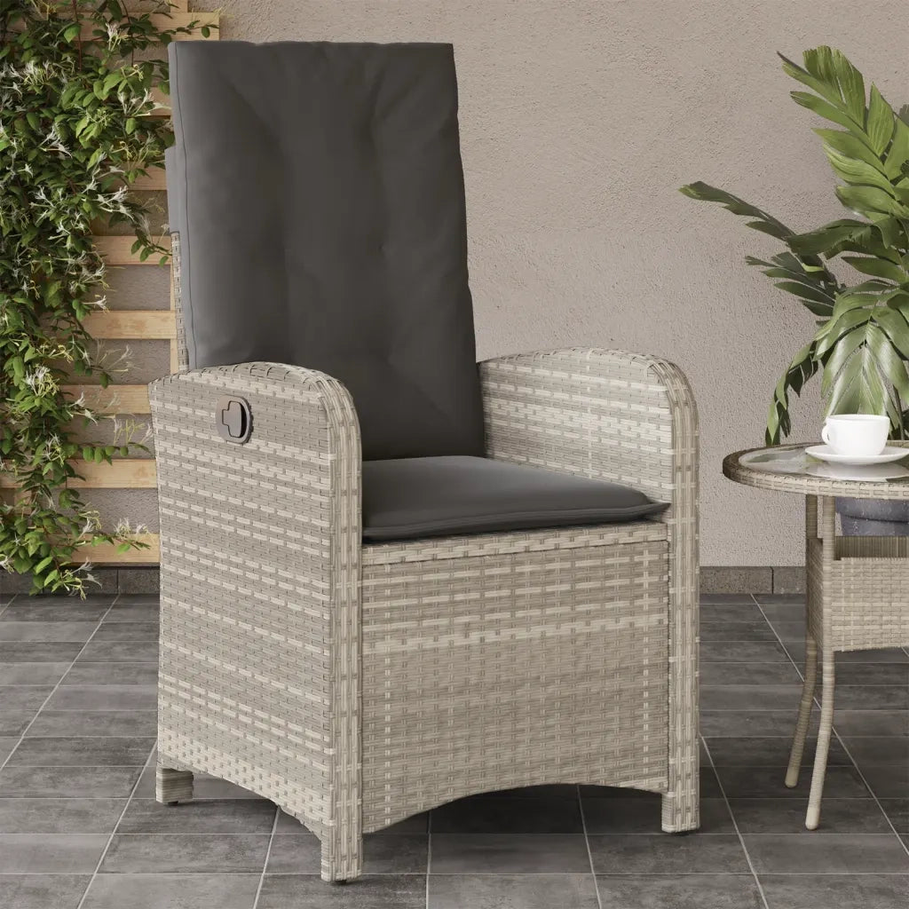 Sedie Reclinabili Giardino 2pz Cuscini Grigio Chiaro Polyrattan 365174